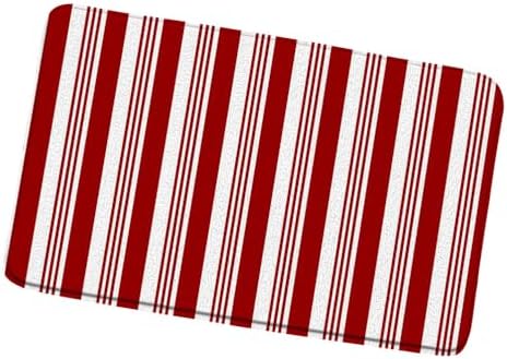 Red Striped Bath Mat 16x24 Inch Abstract Modern Geometric Design