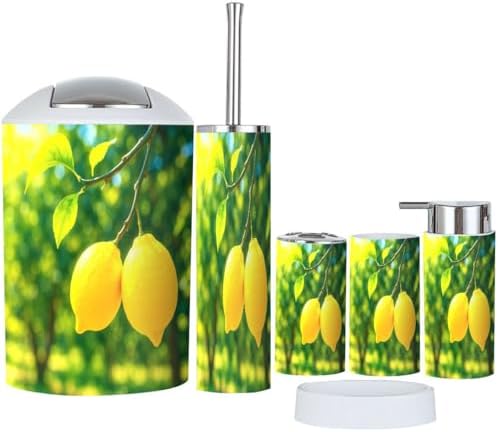 Boho Lemon Garden Bathroom Accessory Set 6 Piece