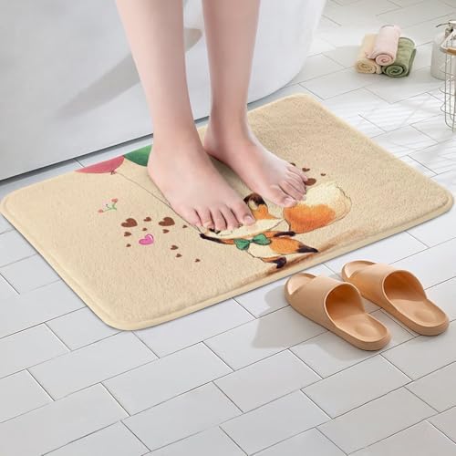 Jejeloiu Kids Cute Fox Bath Mats 16x24 Inch