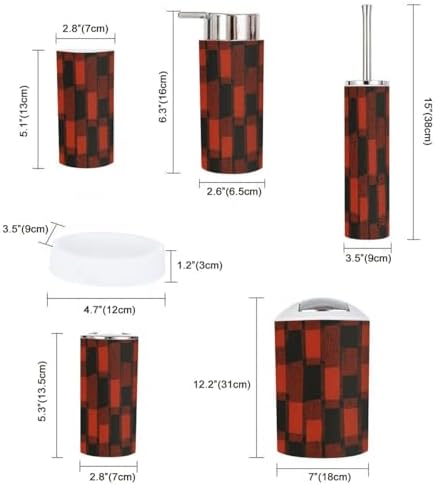 TRANQDEHOM 6-Piece Boho Plaid Bathroom Accessory Set