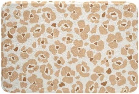 Castle Fairy Light Brown Leopard Print Bath Mat Non-Slip Absorbent 16x24 Floor Mat for Home