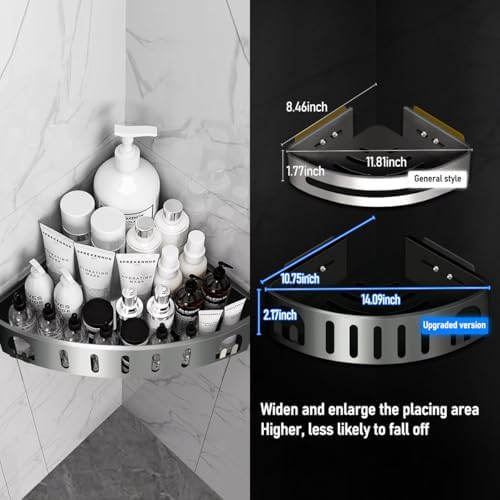 Corner Shower Caddy with Shelves Razor Holder 2 Pack Grey