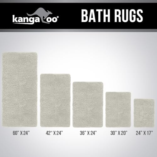 KANGAROO Chenille Bath Rug Shaggy Shower Mat 24x17 Cream