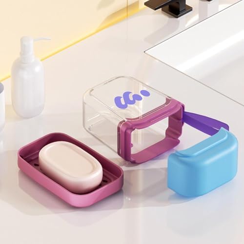 Portable Travel Mini Soap Box with Drain and Leak-Proof Lid