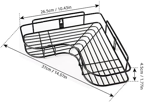 YUHOME Anti-Swing Corner Iron Shower Caddy with 2 Hooks 1