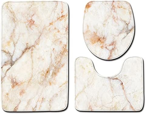 Insun 3 Piece Marble Bath Mat Set Non-Slip Soft Rugs