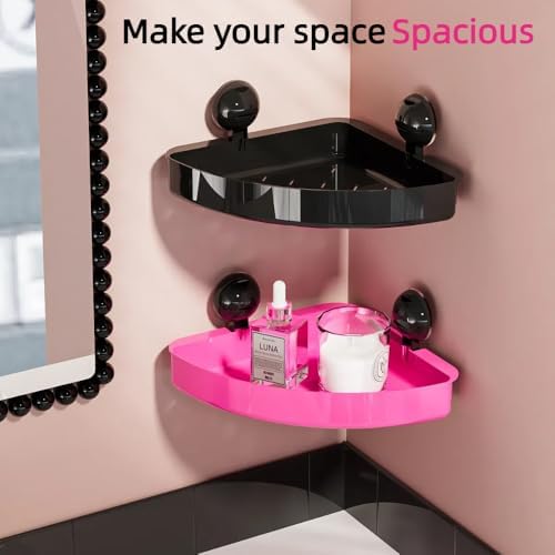Pink Rectangle Shower Caddy with Suction Cup Shelf