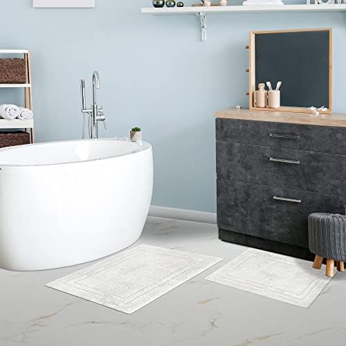 Superior Non-Slip Bath Rug Set 2-Piece White