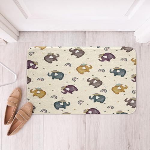 Manfei Cartoon Elephant Kids Bath Mat 16x24 Inches