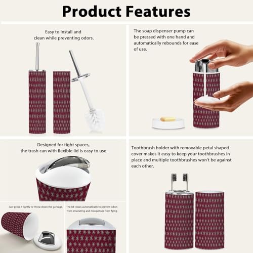 Boho Star Pattern 6-Piece Bathroom Accessory Set 1