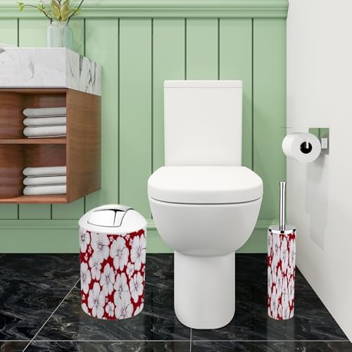 TRANQDEHOM 6-Piece Boho Floral Trash Can Set for Bathroom