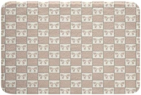 Pink White Checkered Bath Mat Non Slip 16x24