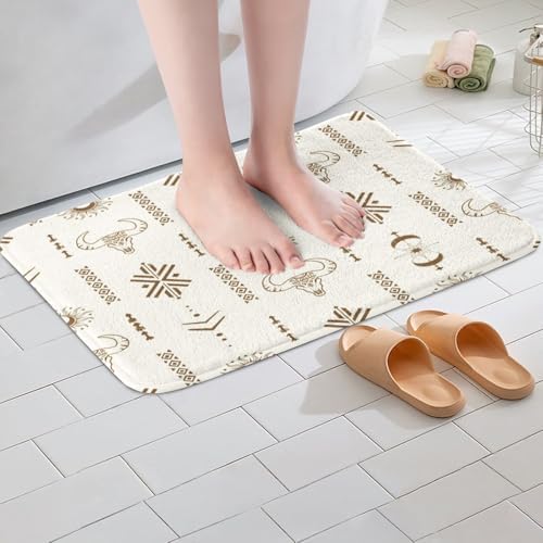 Western Aztec Bath Mats 16x24 Inch Kids Boho Tribal Bathroom Rugs