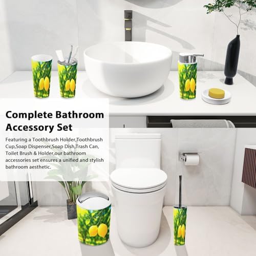 Boho Lemon Garden Bathroom Accessory Set 6 Piece