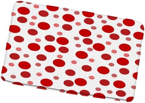 Red Polka Dot Bath Mat with Memory Foams 16x24 Inch