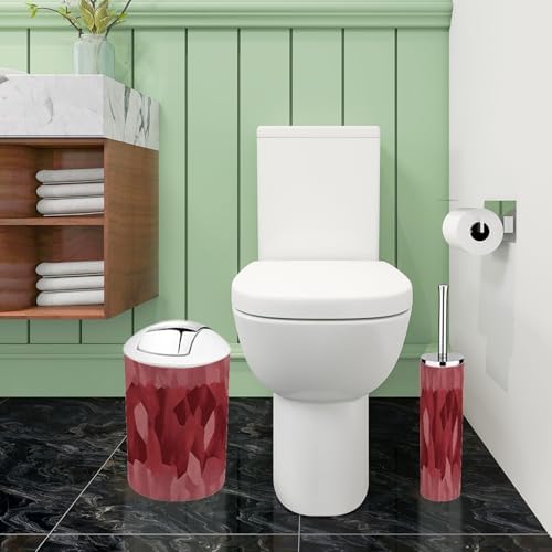 Boho Bathroom Accessory Set 6 Piece Maroon