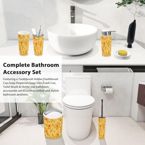 Boho Floral Bathroom Accessory Set 6 Piece 1