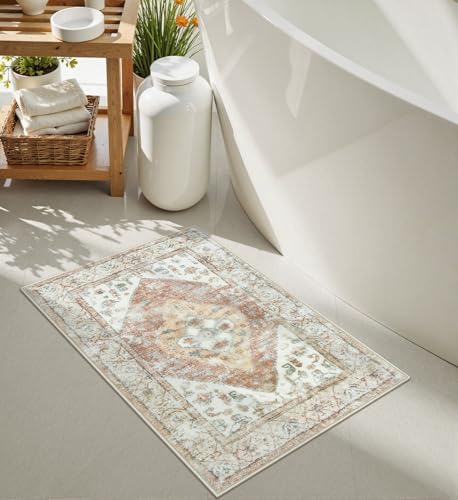 Uphome Boho Bath Rug Khaki Plush Non-Slip