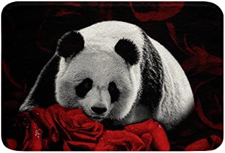 HSTDUNYE Panda Area Rug Red Rose Bath Rugs 16x24