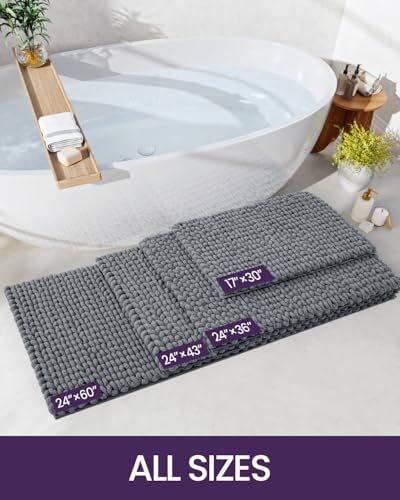 DEXI Dark Grey 24x36 Bath Rug Non Slip Plush Mat