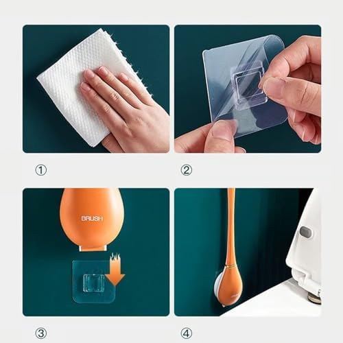 Silicone Toilet Brush with Holder Set No-Slip Extra Long Handle