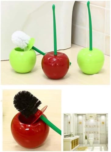Red Cherry Toilet Brush and Holder Set - Cute Design with Storage Base