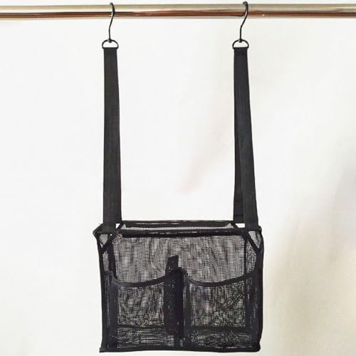 Portable Hanging Mesh Bag with 2 Hooks and 4 Pockets