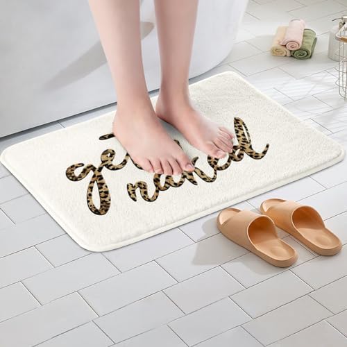 Homewish Get Naked Bath Rug Brown Leopard Print Non-Slip Mat for All