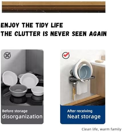 Folding Shower Suction Cup Shelf with Hook and Basin Stand