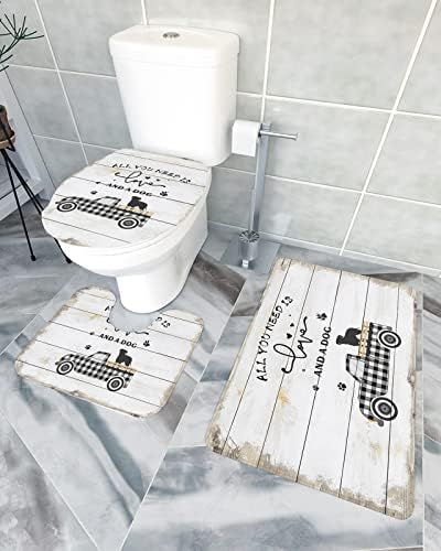 YESOF66 3 Piece Bathroom Rugs Set with Non-Slip Mats