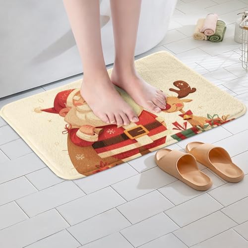 Feelyou Merry Christmas Bath Mat 16x24 Santa Claus Rug for Kids