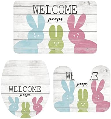 YESOF66 3 Piece Bath Rug Set with Non-Slip Design