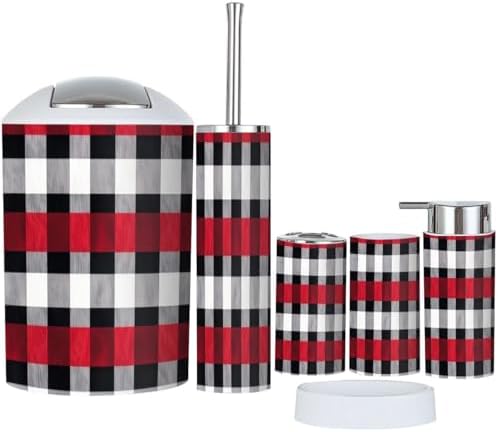 Boho Colorful Tartan Bathroom Accessory Set of 6