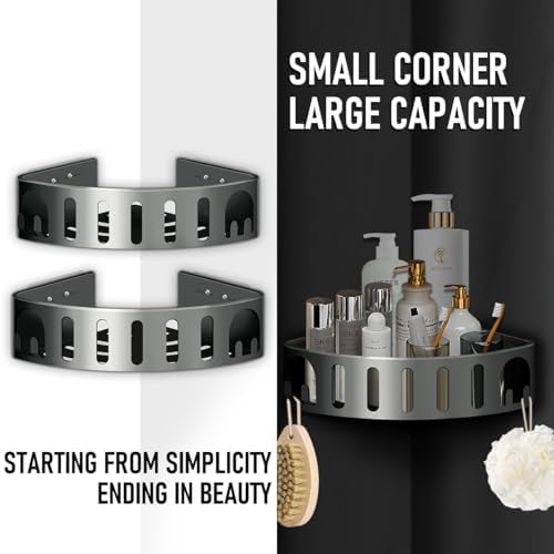Corner Shower Caddy with Shelves Razor Holder 2 Pack Grey
