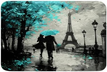 Jejeloiu Eiffel Tower Bath Rugs 20x32 Inch Romantic Paris Design