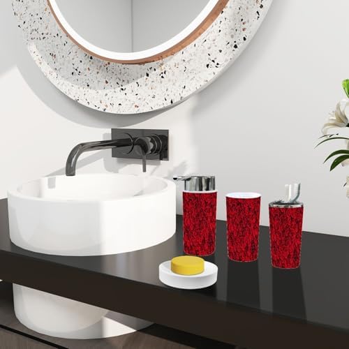 Boho Red Roses Bathroom 6-Piece Accessory Set
