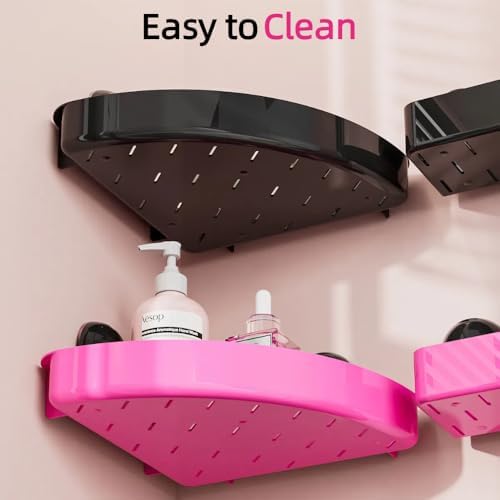 Pink Rectangle Shower Caddy with Suction Cup Shelf