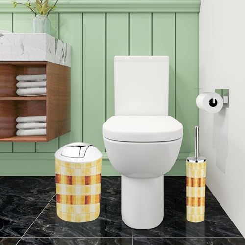 TRANQDEHOM 6-Piece Bathroom Accessory Set with Boho Check Pattern