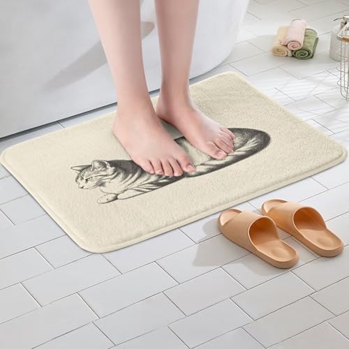 Erosebridal Kawaii Cat Bath Rug 16x24 Non-Slip