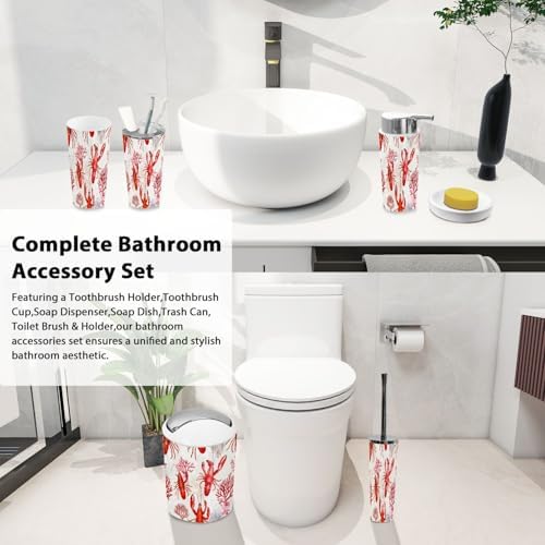 Boho Tropical Trash Can and Bathroom Accessories Set