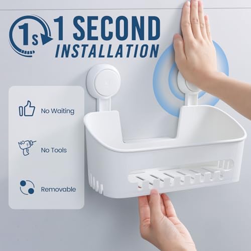 DUORAN Suction Shower Caddy Organizer White