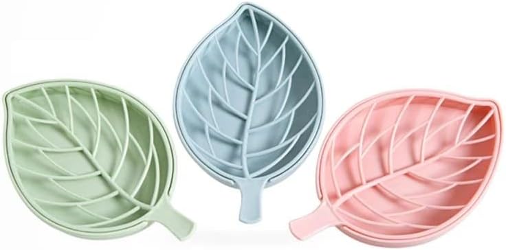 Helenhouse 3pcs Leaf Shape Soap Holder Dish Shower Storage Tray