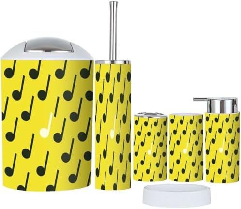 Boho Bathroom Accessory Set 6 Piece Black White
