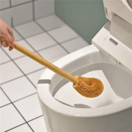 Qiny Toilet Brush 2 Pack Natural Coconut Fiber Beech Wood Handle