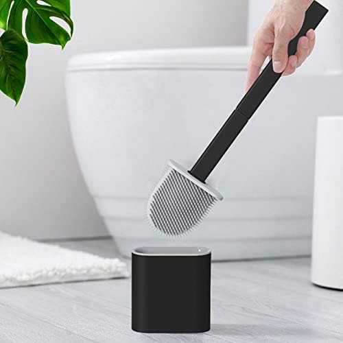 Toilet Brush and Holder Set with Anti-drip Base and No-Slip Handle