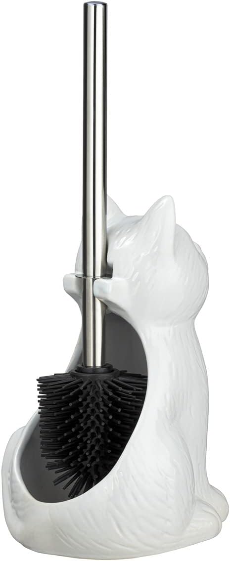 WENKO Cat Toilet Brush Holder Ceramic White 1