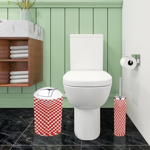 TRANQDEHOM 6-Piece Boho Chess Board Bathroom Accessory Set