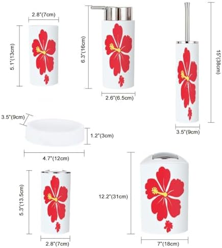 Bathroom Accessory Set 6 Piece Boho Tropical Style