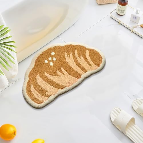 UKELER Funny Croissant Bath Rug Non-Slip Fluffy 2516