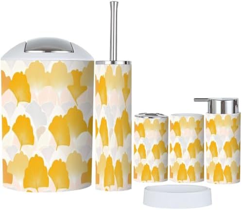 Boho Japanese Style 6 Piece Bathroom Accessory Set